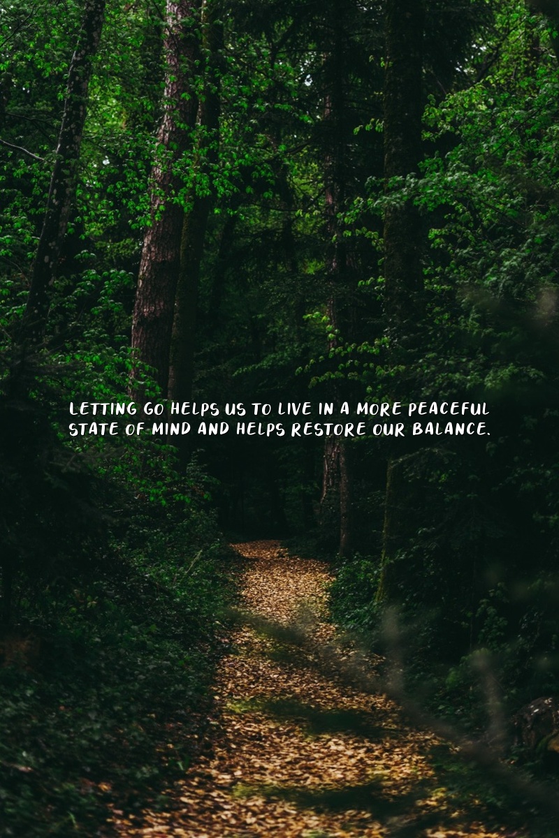 Letting go helps us to live in a more peaceful state of mind and helps restore our balance.