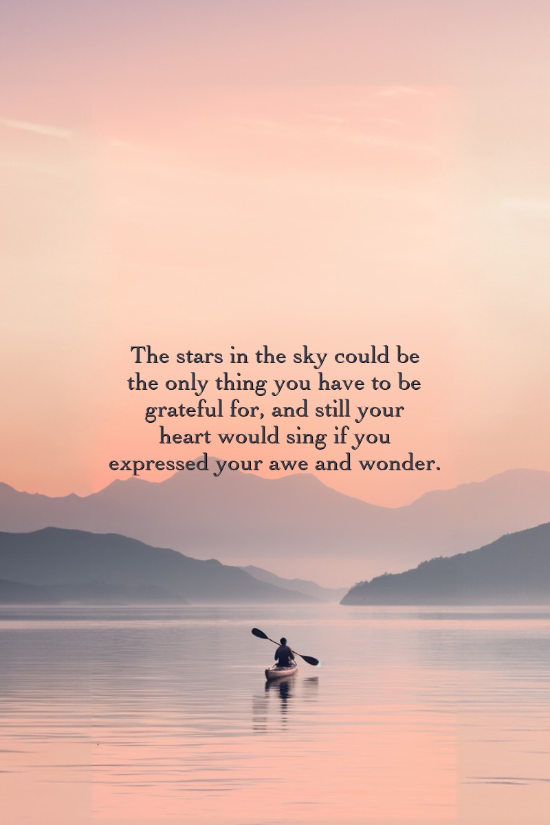 The stars in the sky could be the only thing you have to be grateful for, and still your heart would sing if you expressed your awe and wonder.