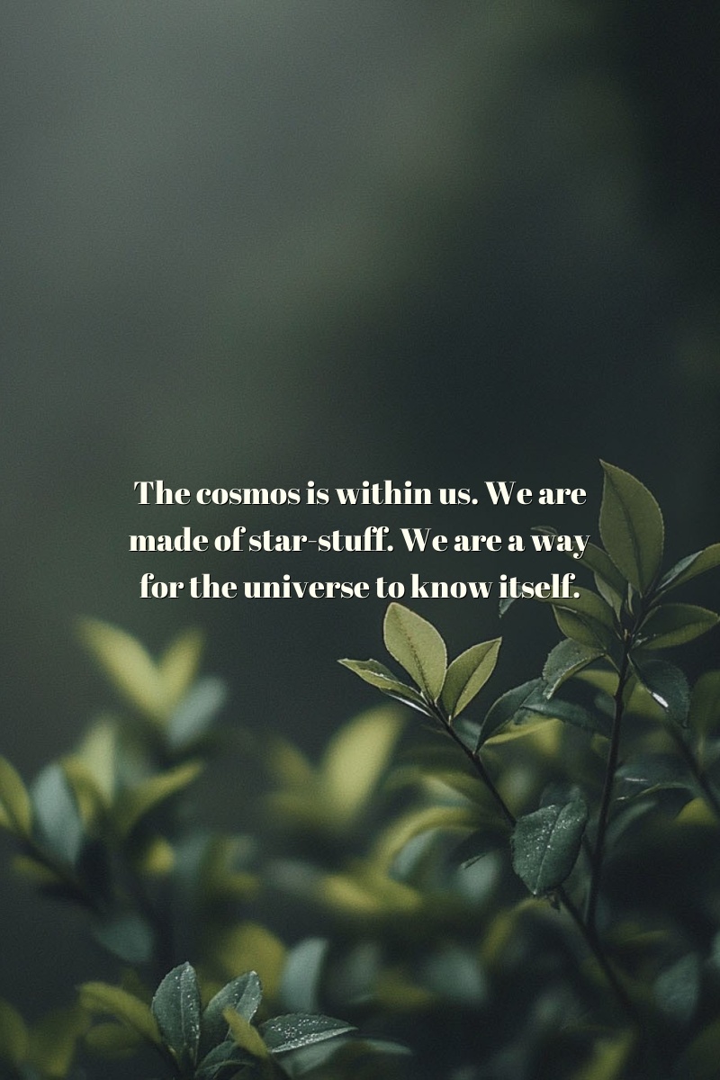 The cosmos is within us. We are made of star-stuff. We are a way for the universe to know itself.
