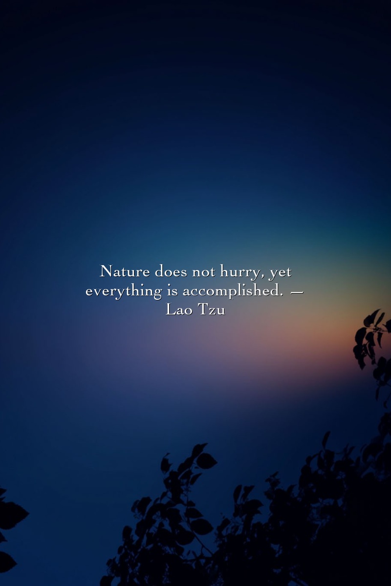 Nature does not hurry, yet everything is accomplished. — Lao Tzu