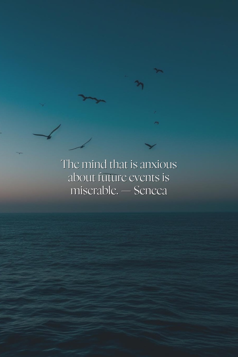 The mind that is anxious about future events is miserable. — Seneca