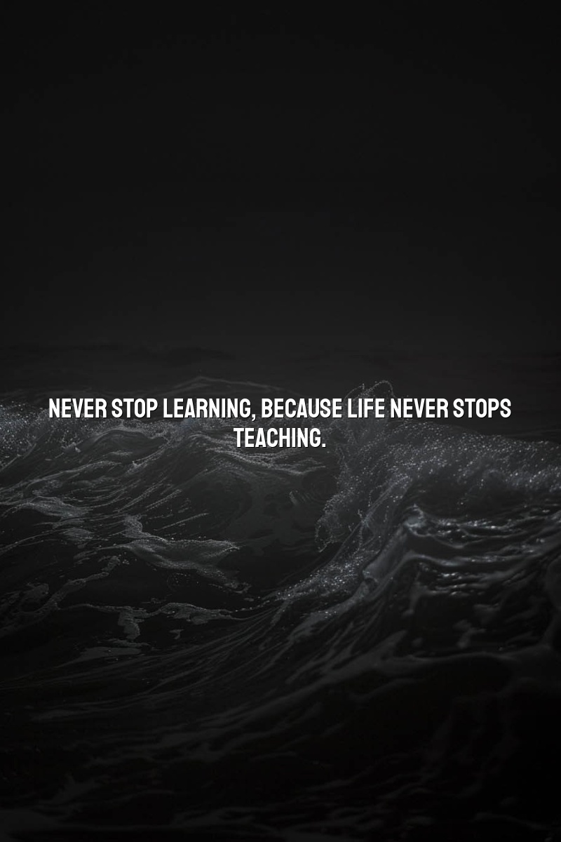 Never stop learning, because life never stops teaching.