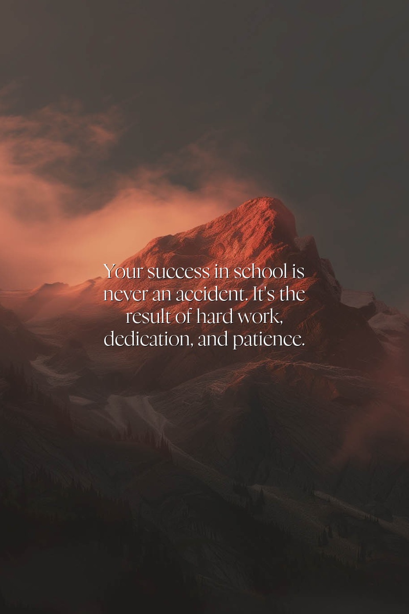 Your success in school is never an accident. It's the result of hard work, dedication, and patience.