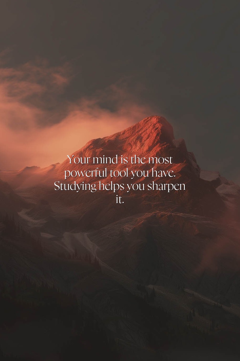 Your mind is the most powerful tool you have. Studying helps you sharpen it.