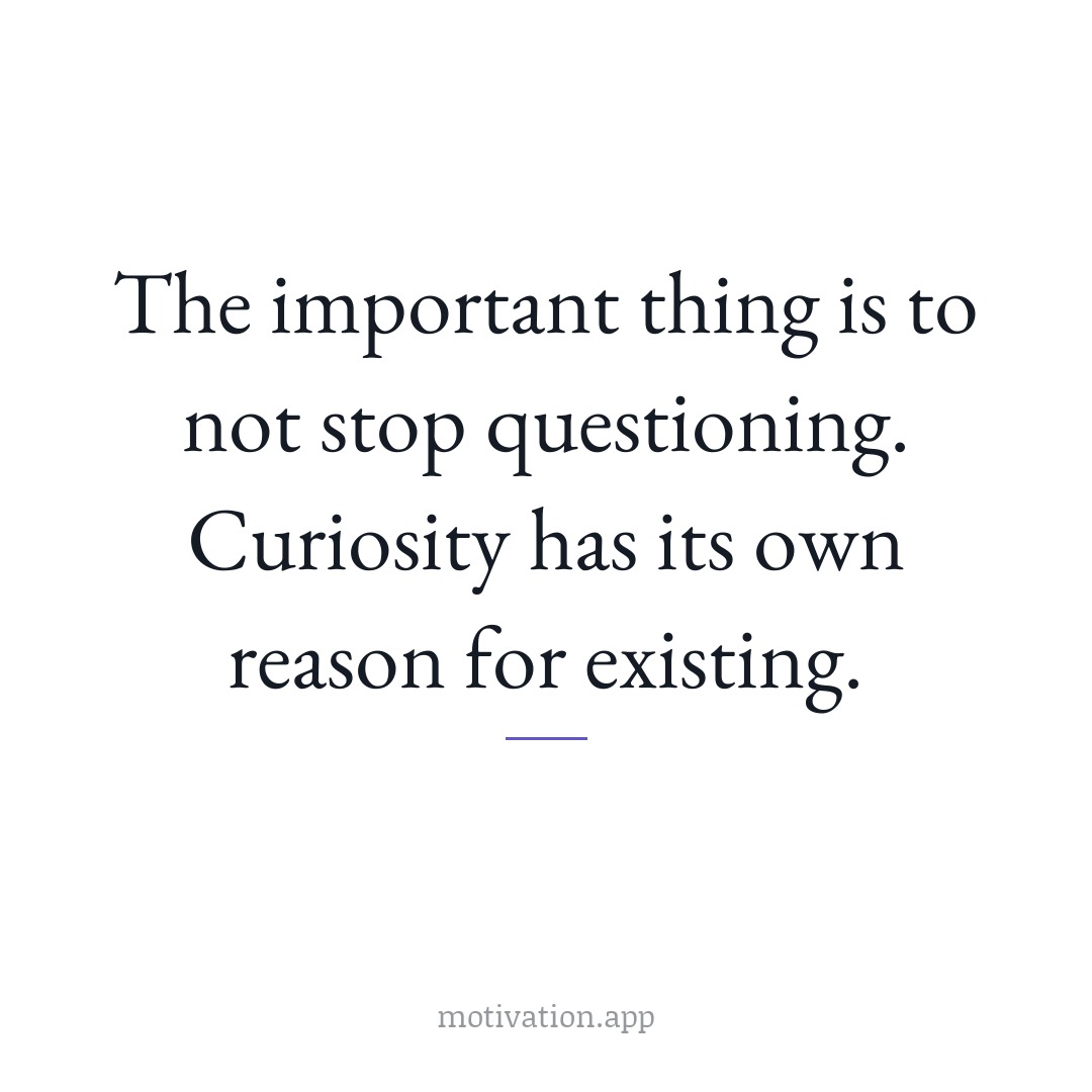 The important thing is to not stop questioning. Curiosity has its own reason for existing.