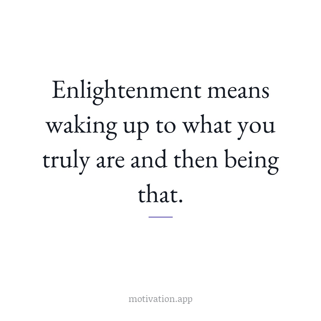 Enlightenment means waking up to what you truly are and then being that.