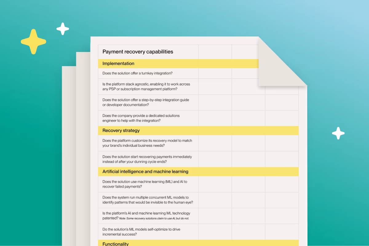 Payment recovery solution evaluation scorecard