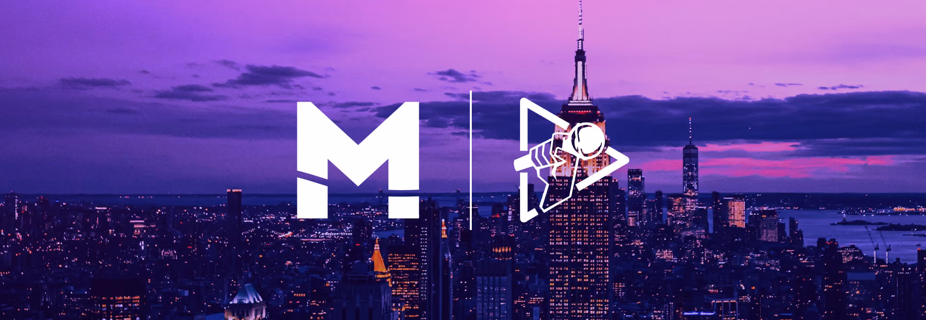 Magellan AI and Podcast Movement set against a NYC skyline