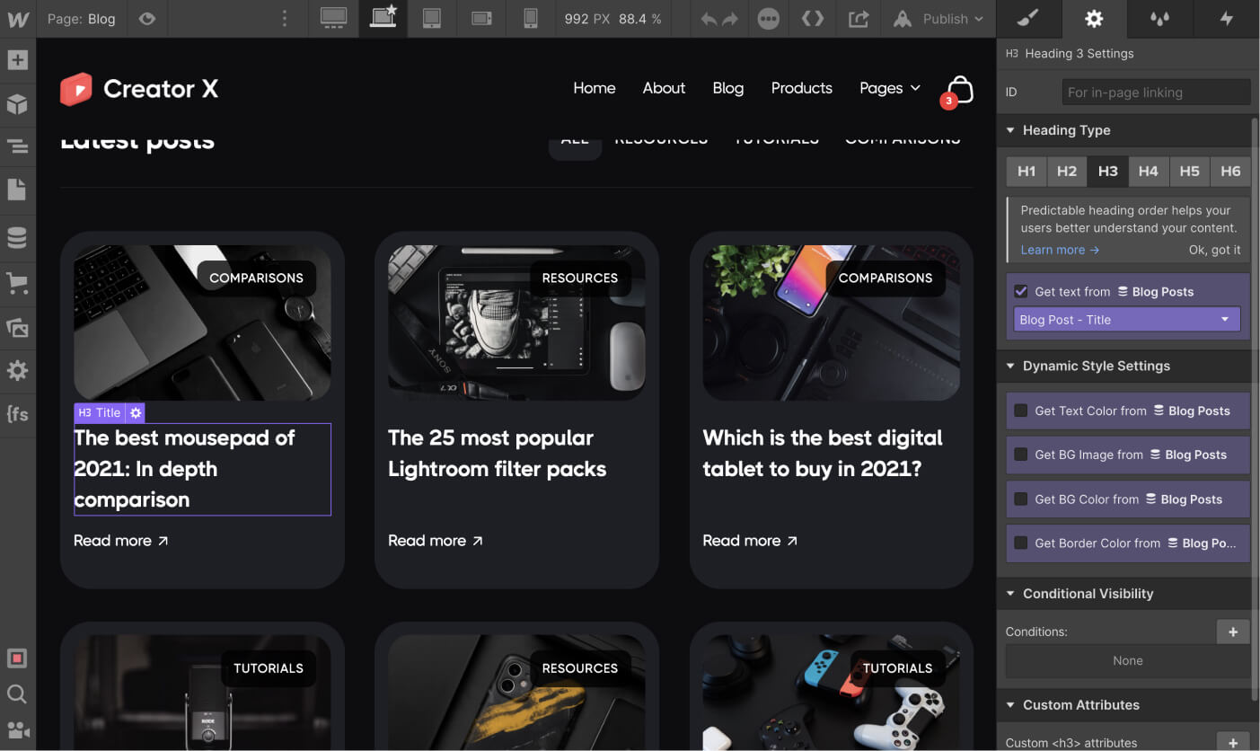 Dynamic Content - Creator X Webflow Template