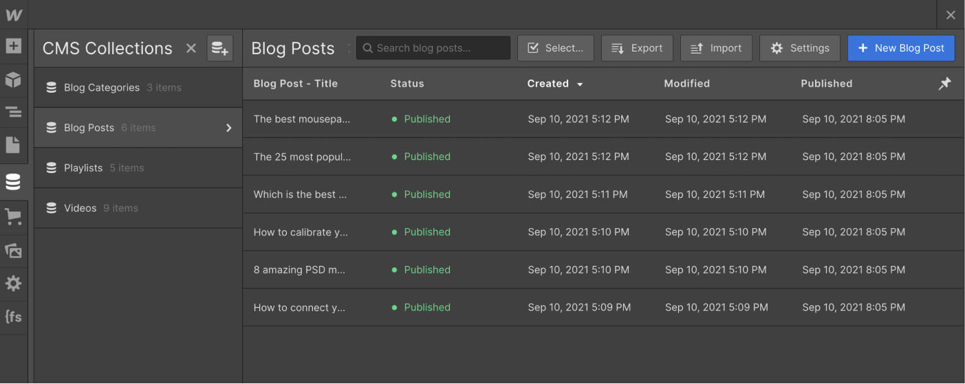 CMS Collection - Creator X Webflow Template