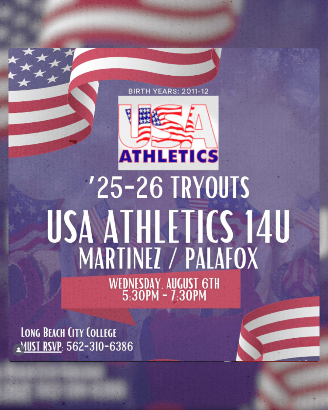 USA Athletics 14U '25-26 Tryouts - Martinez/Palafox Team Seeking Experienced Players
