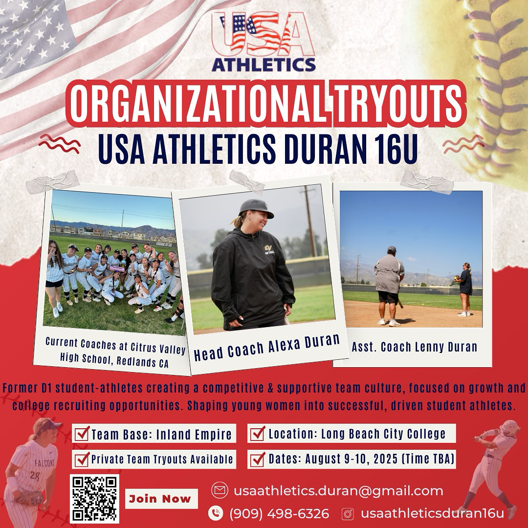 Introducing USA Athletics Duran 16U – All Positions Open! Tryouts Aug 9-10 at Long Beach City College