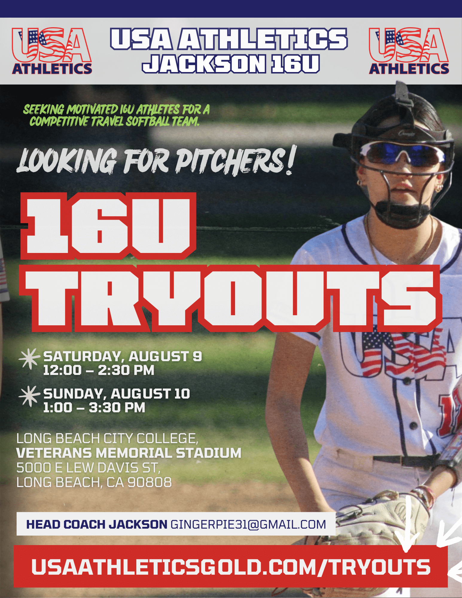 Jackson 16U Tryouts – August 9 & 10 at Long Beach City College