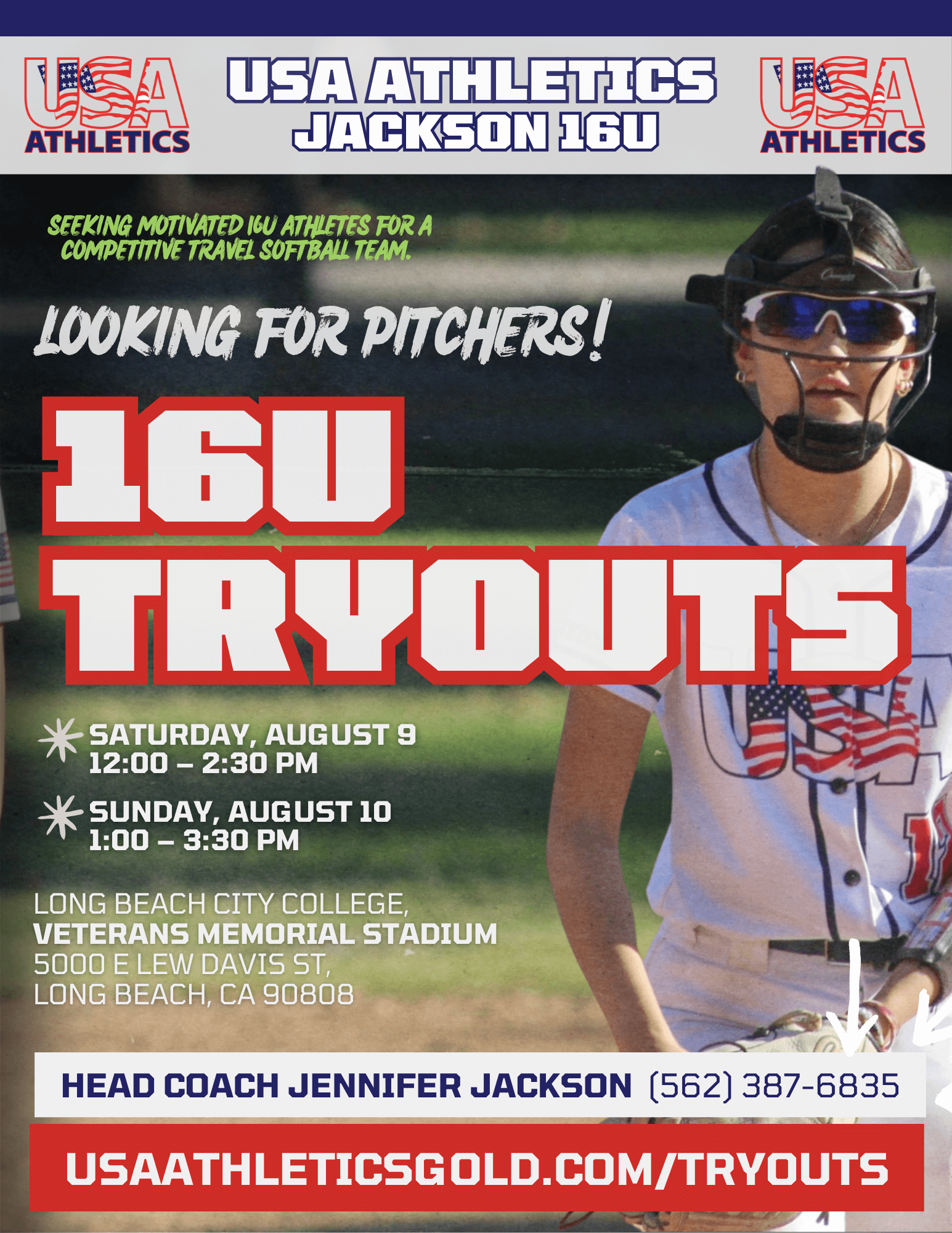 Jackson 16U Tryouts – August 9 & 10 at Long Beach City College
