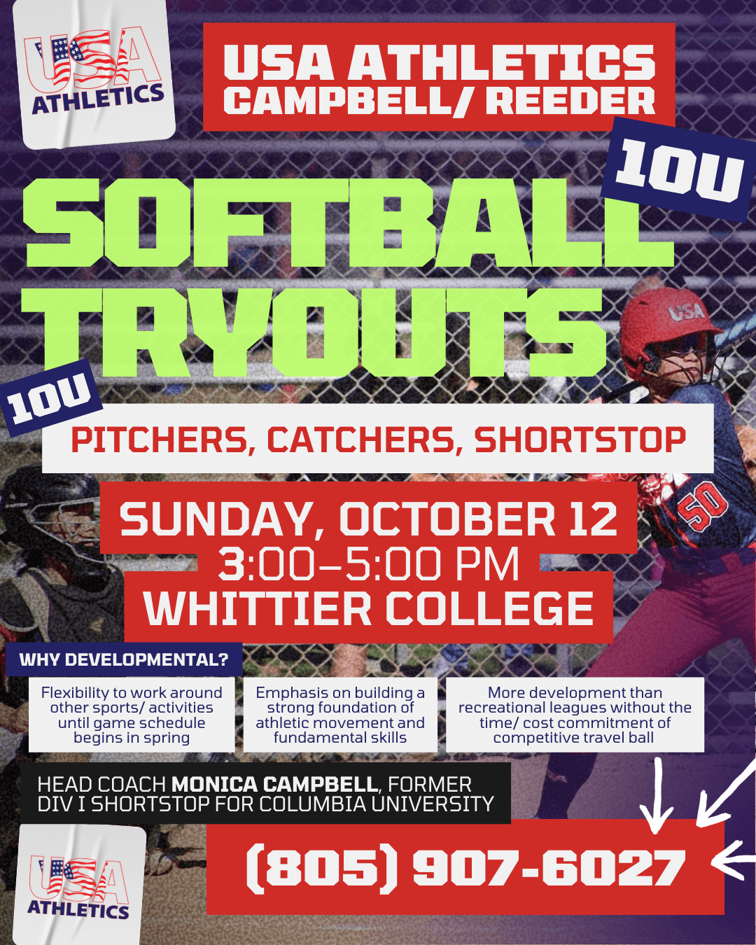 10U Softball Tryouts - Campbell/Reeder USA Athletics | Pitchers, Catchers, Shortstop Positions
