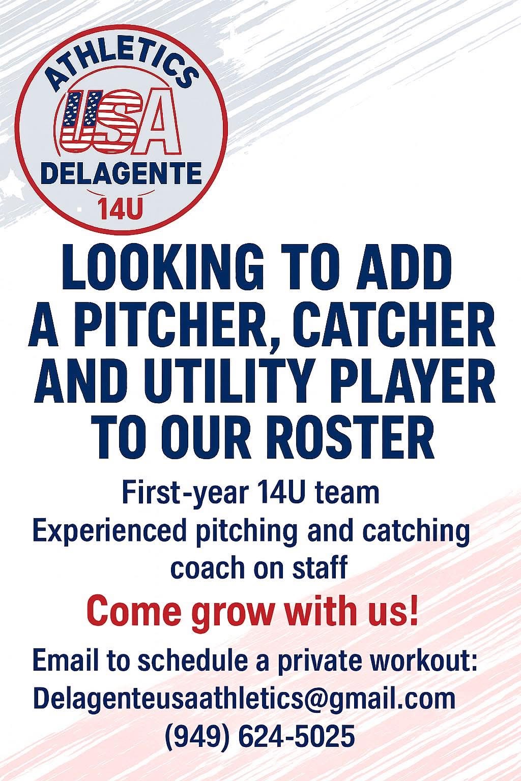 De La Gente 14U Looking to Add Pitcher, Catcher, and Utility Player