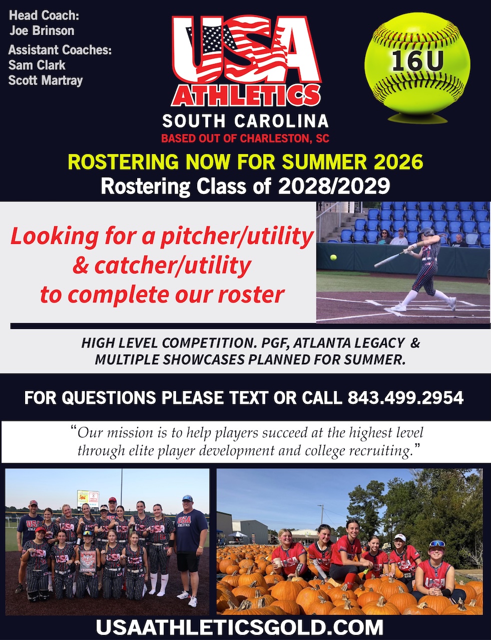 USA Athletics South Carolina 16U Rostering for Summer 2026 Season