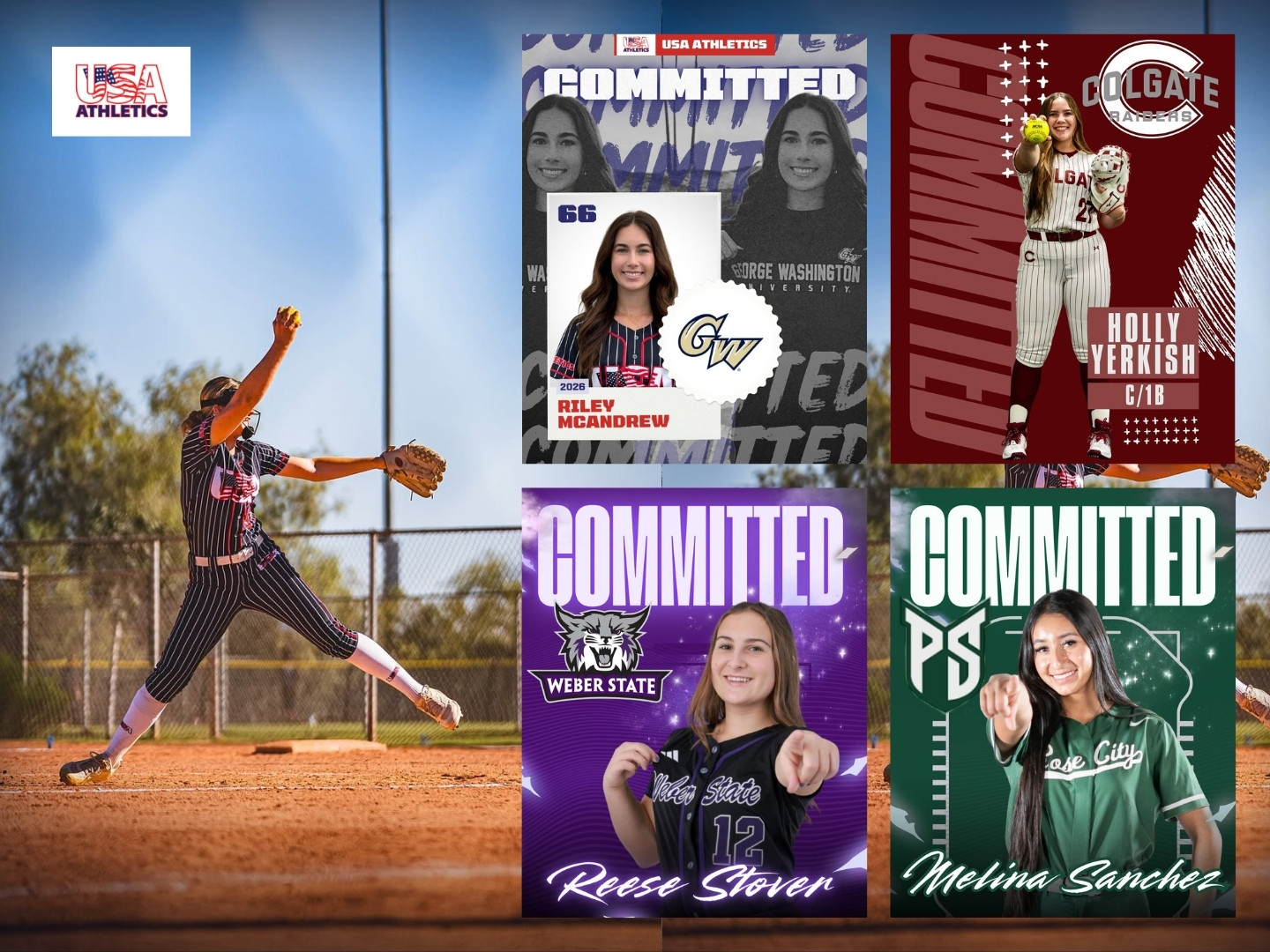 Riley McAndrew to George Washington, Reese Stover to Weber State, Melina Sanchez to Portland State, and Holly Yerkish to Colgate.