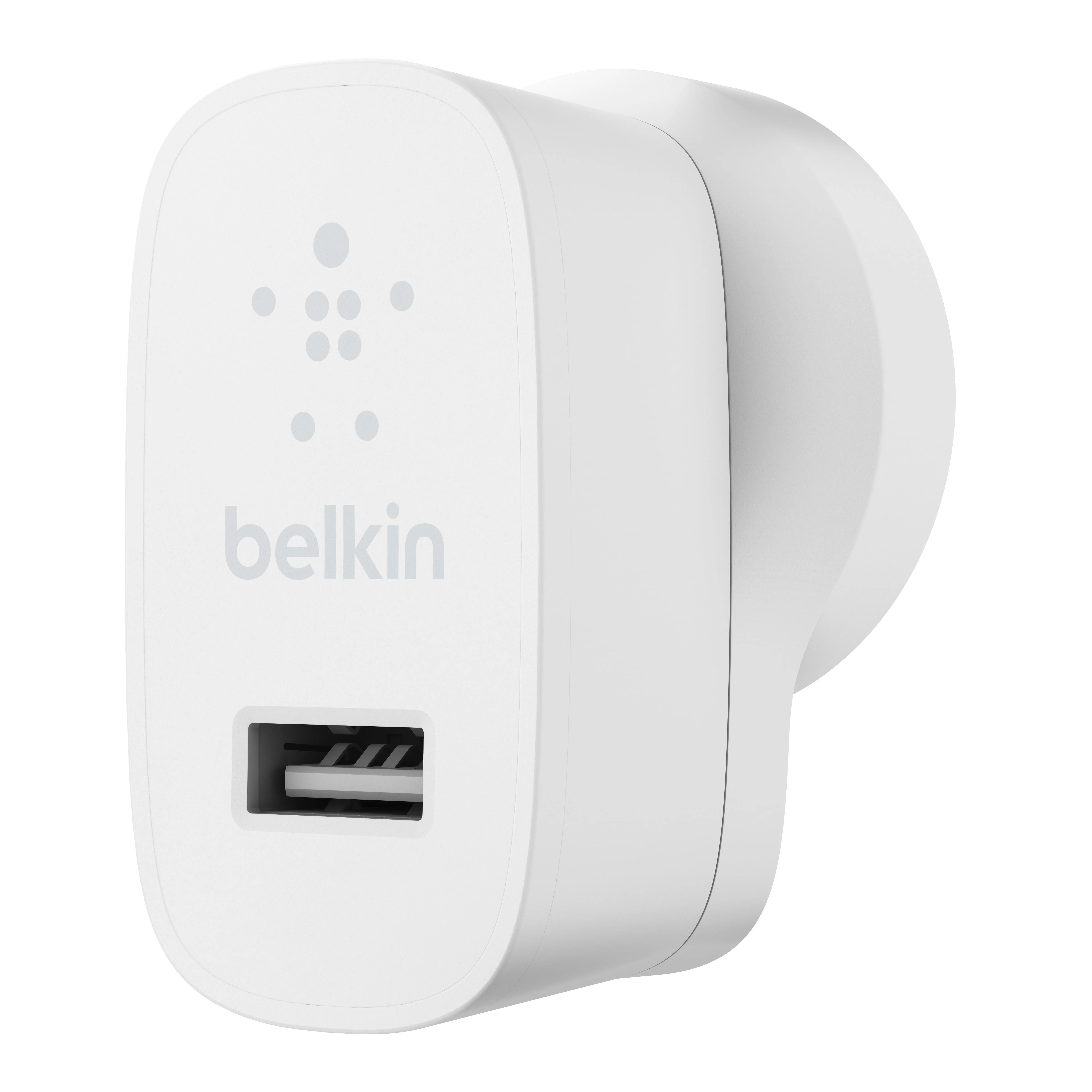 3D product rendering of Belkin USB wall charger with Australian plug design