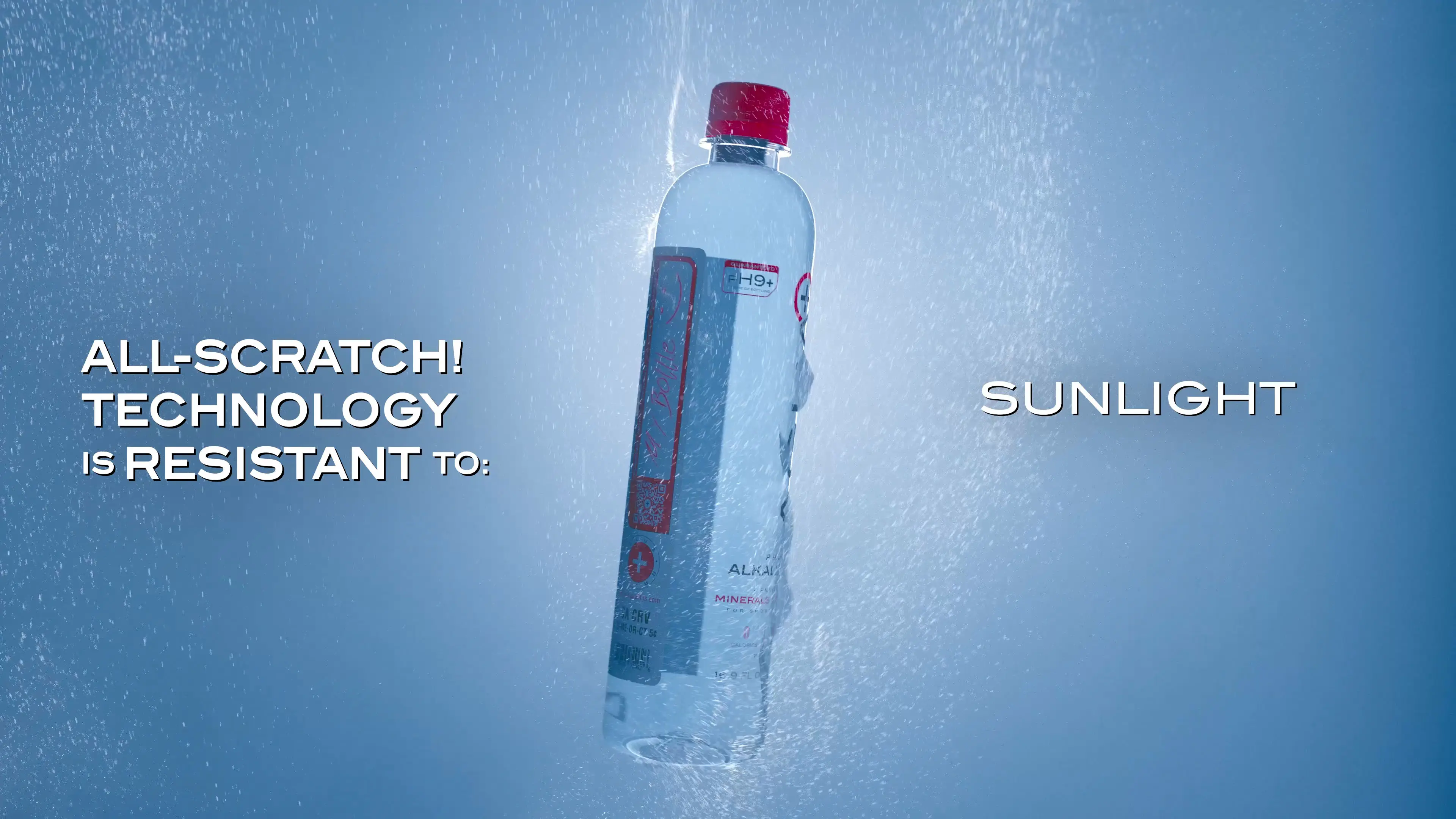 3D product rendering of water bottle with sunlight-resistant label technology