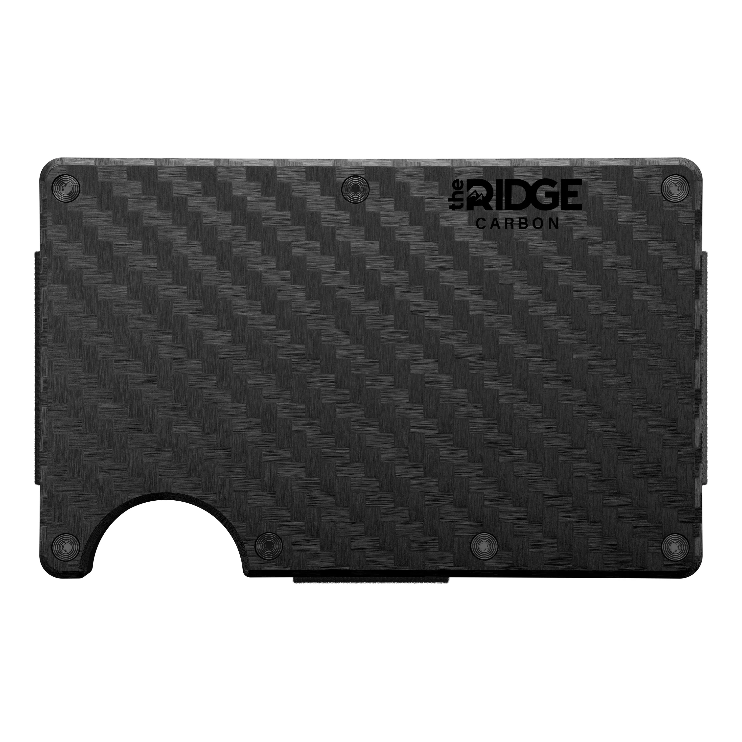 Carbon fiber wallet visualized on a white background, showcasing the woven texture and minimalist design.