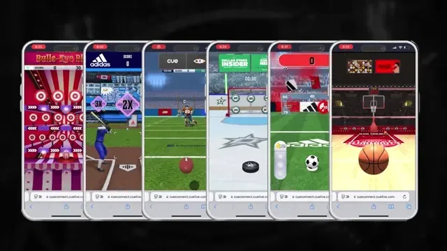 Six sport themed shootout games on phone screens
