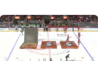 Mixed reality graphics composited onto an ice rink