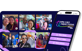 Fan photos with filters shown across venue screens