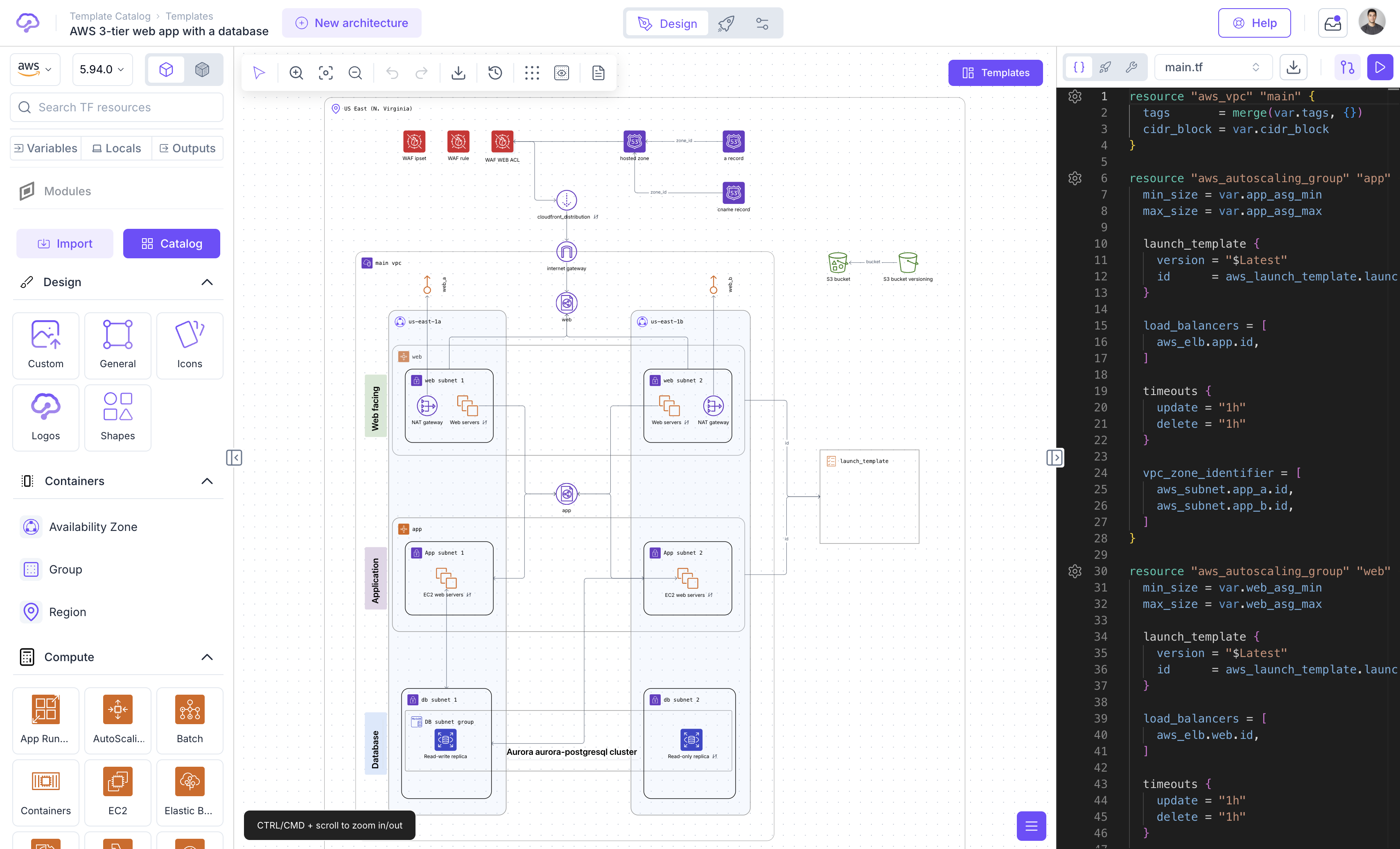 AWS 3-tier architecture in Brainboard