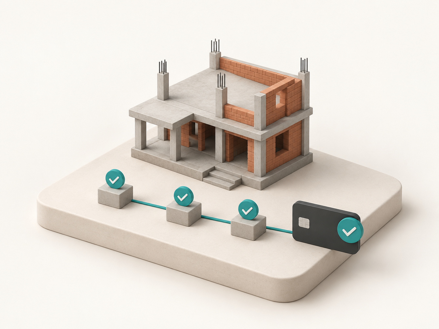 Clay diorama of an RCC and brick home with stage-wise payment milestones approved by the homeowner.