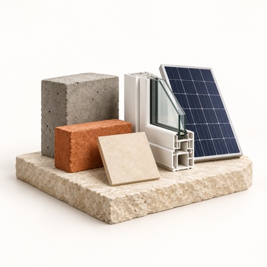 Premier concrete, brick, UPVC window and solar material study