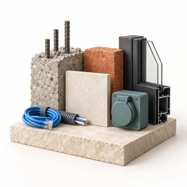 Imperia reinforced concrete, brick, EV point and Cat6 material study