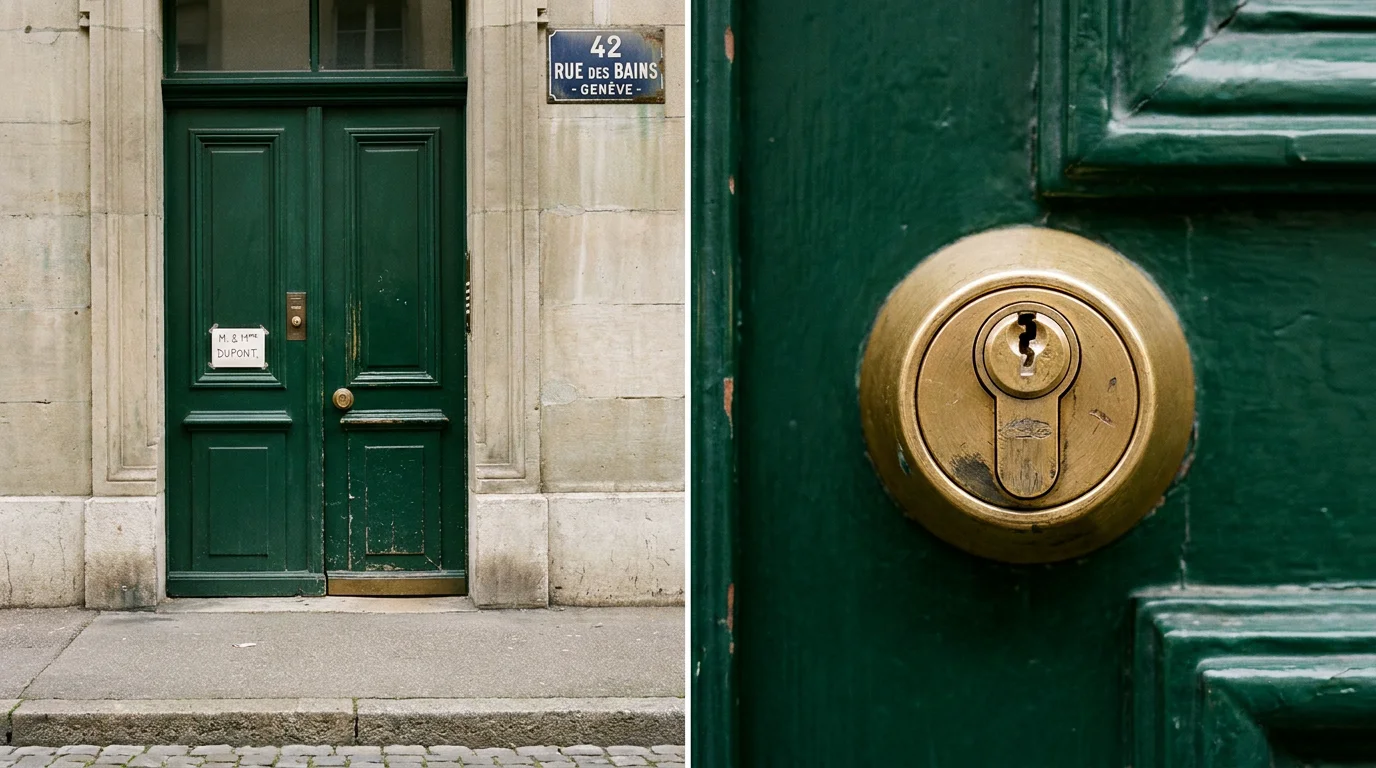 Serrure de porte d'entrée d'un immeuble résidentiel à Genève