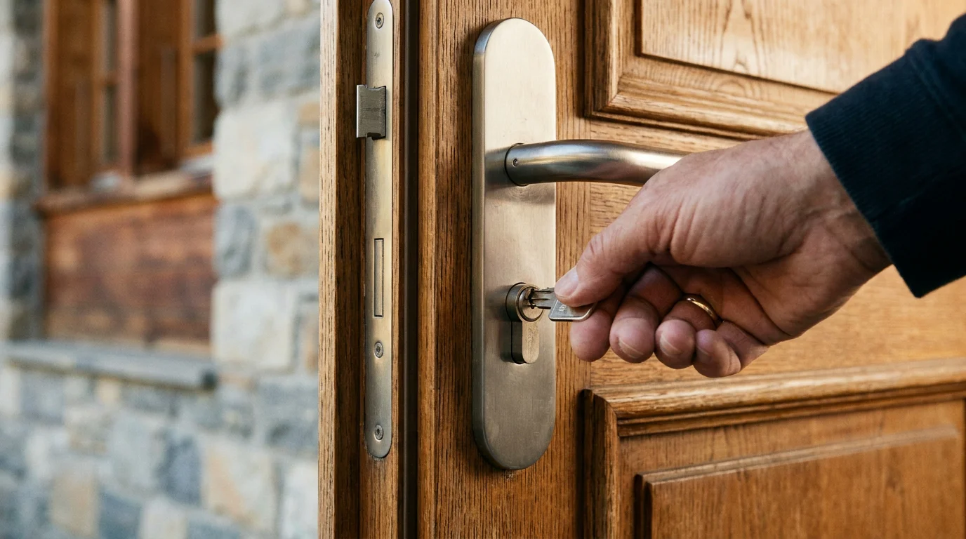 Clé insérée dans une serrure de porte d'entrée à Genève