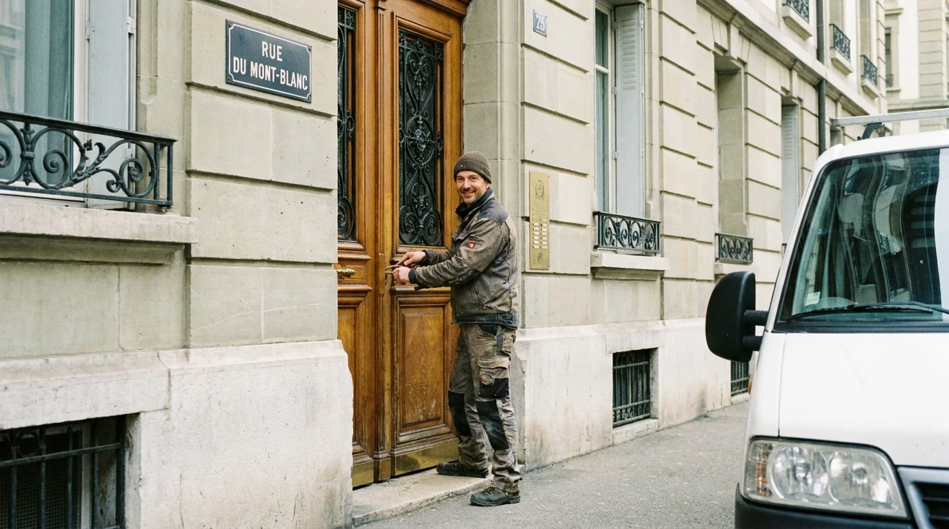 Serrurier professionnel intervenant sur une porte d'entrée à Genève
