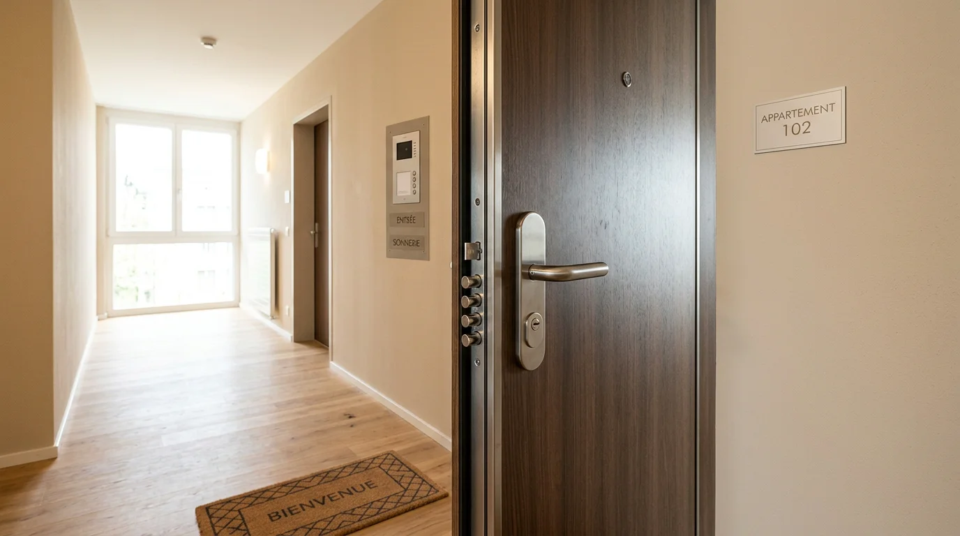 Porte blindée équipée d'une serrure multipoints dans un logement genevois