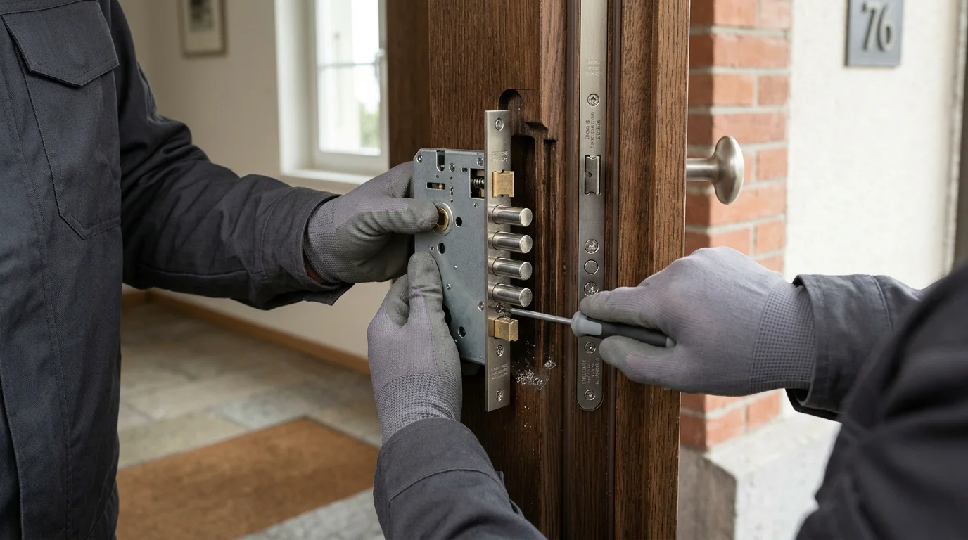 Installation d'une serrure multipoints sur une porte résidentielle sécurisée