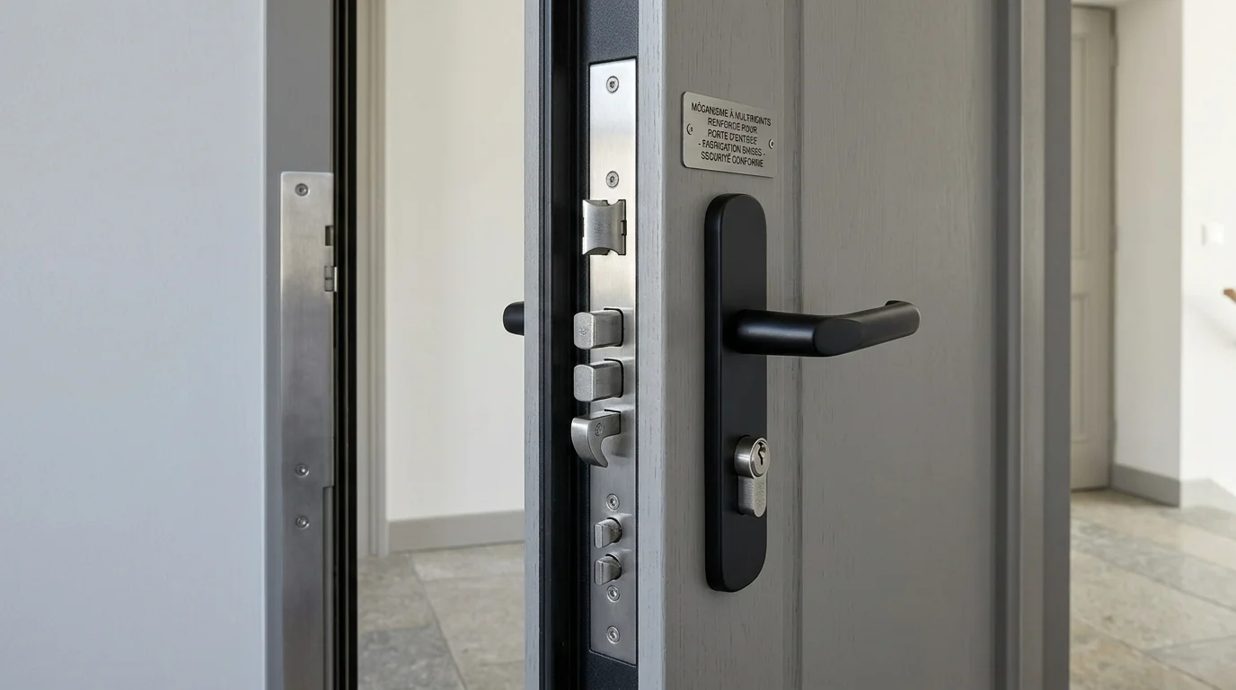 Serrure multipoints installée sur une porte d'entrée renforcée à Genève