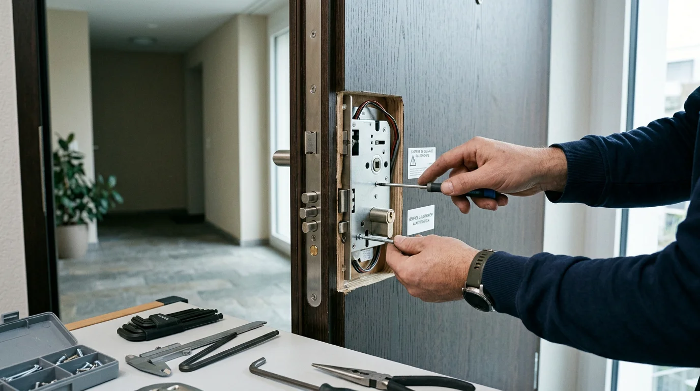 Installation d'une serrure multipoints sur une porte d'entrée renforcée