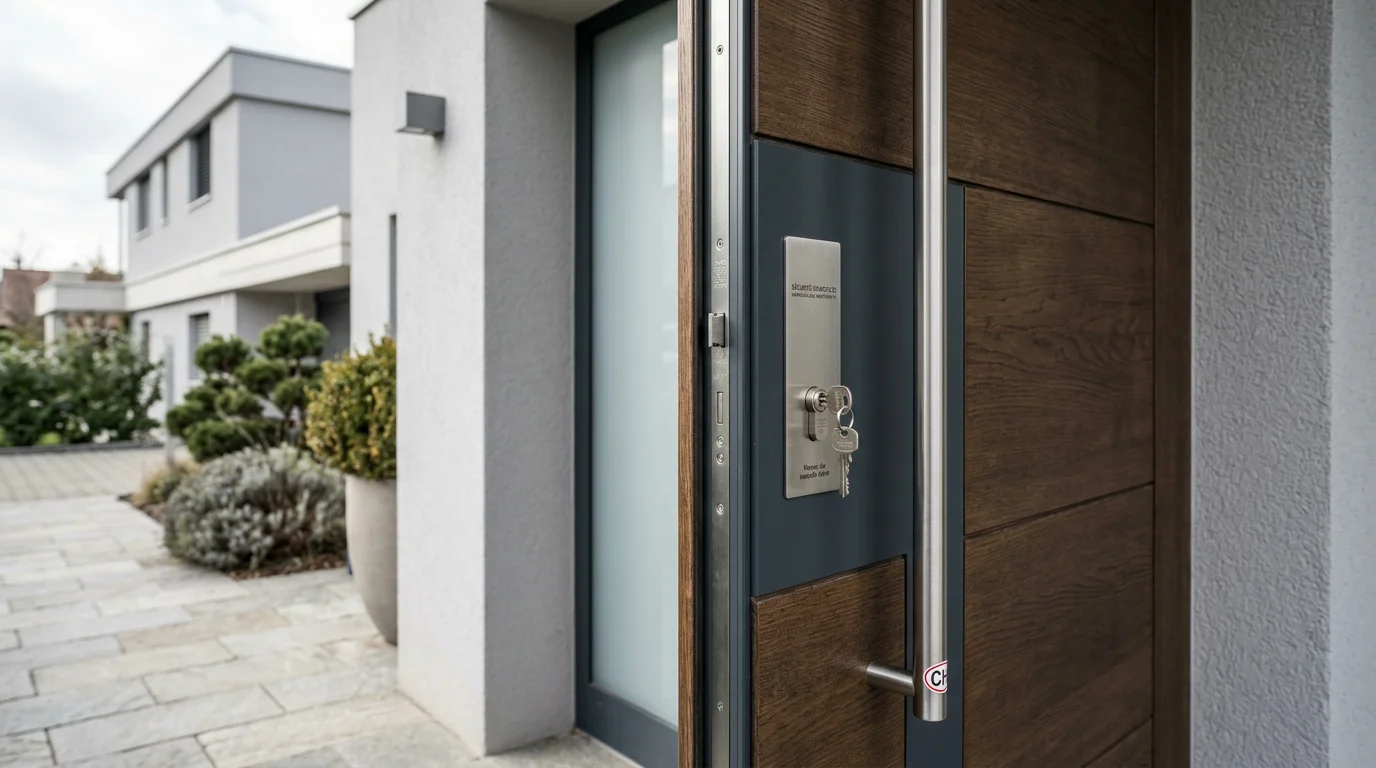 Porte d'entrée équipée d'une serrure de sécurité multipoint