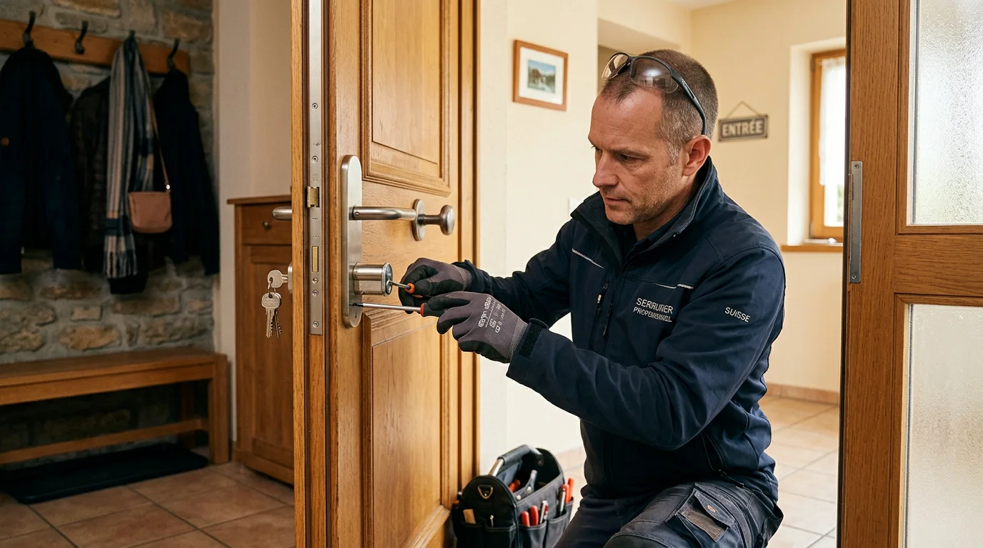 Serrurier professionnel installant une serrure de sécurité à Genève