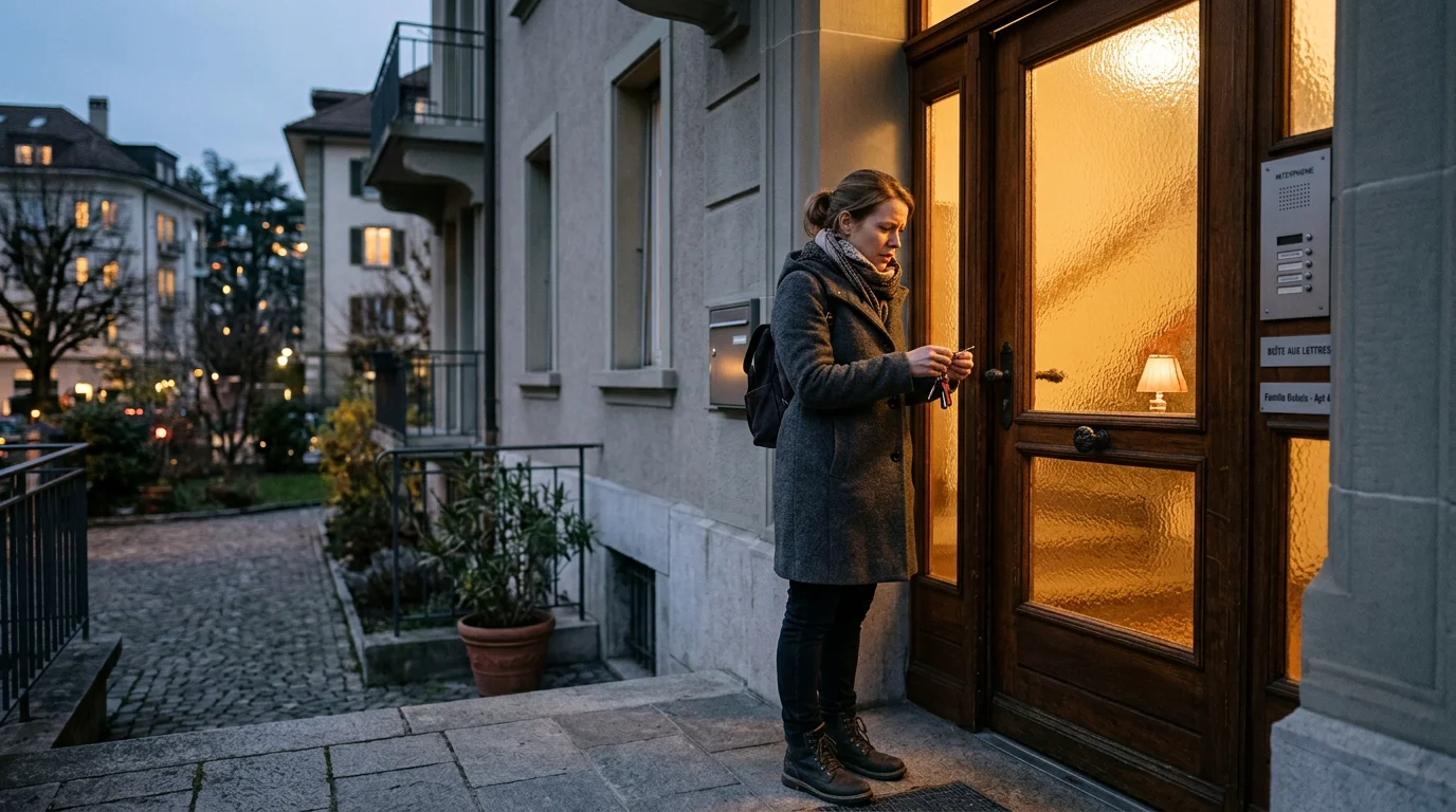 Personne bloquée devant sa porte d'entrée à Plan-les-Ouates avec ses clés à la main