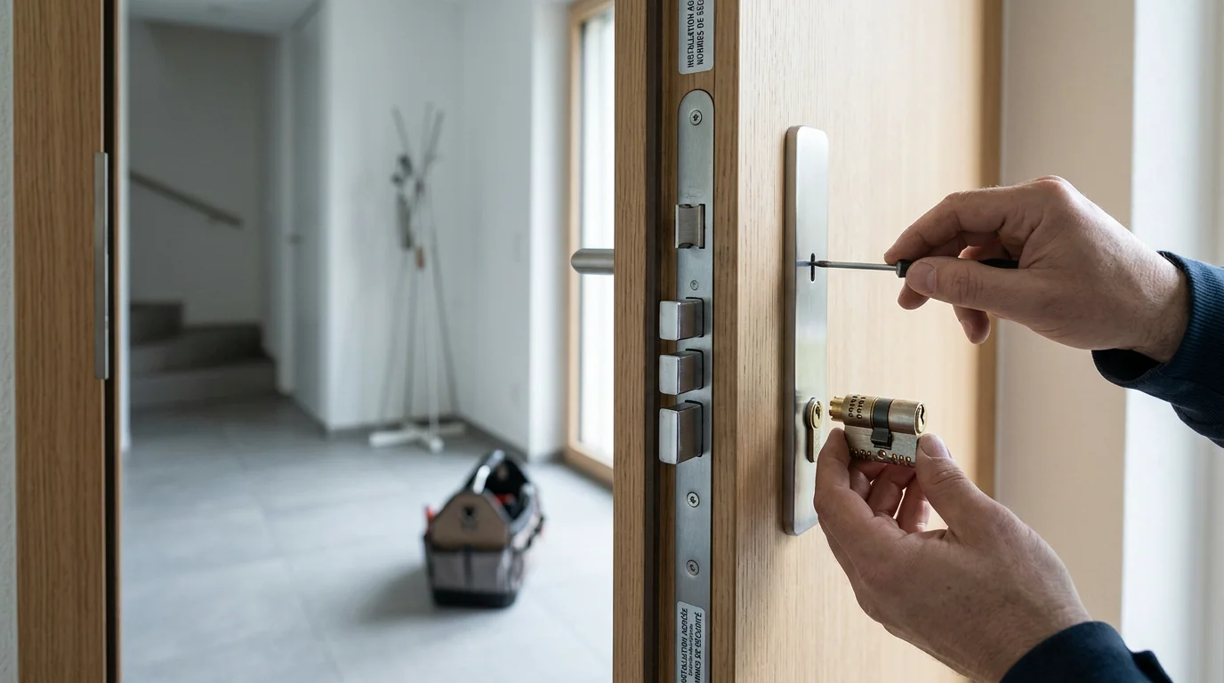 Installation d'une serrure multipoints sur une porte d'entrée à Genève