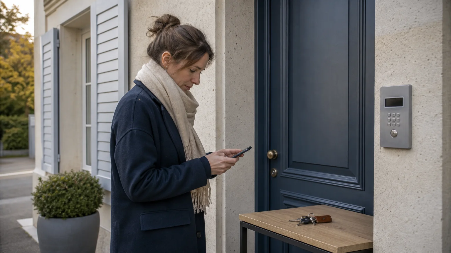 Personne devant une porte bloquée après une porte claquée à Épalinges