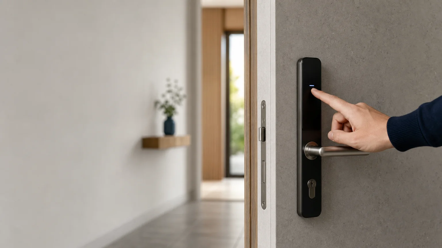 Serrure électronique moderne sur une porte d’entrée