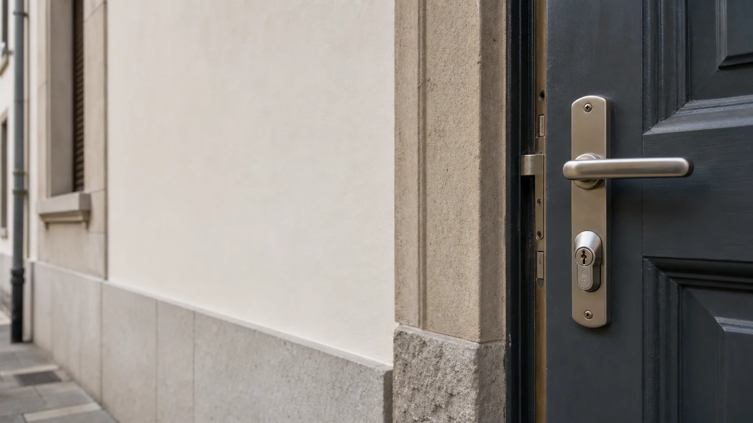 Porte d’entrée résidentielle avec serrure à Genève