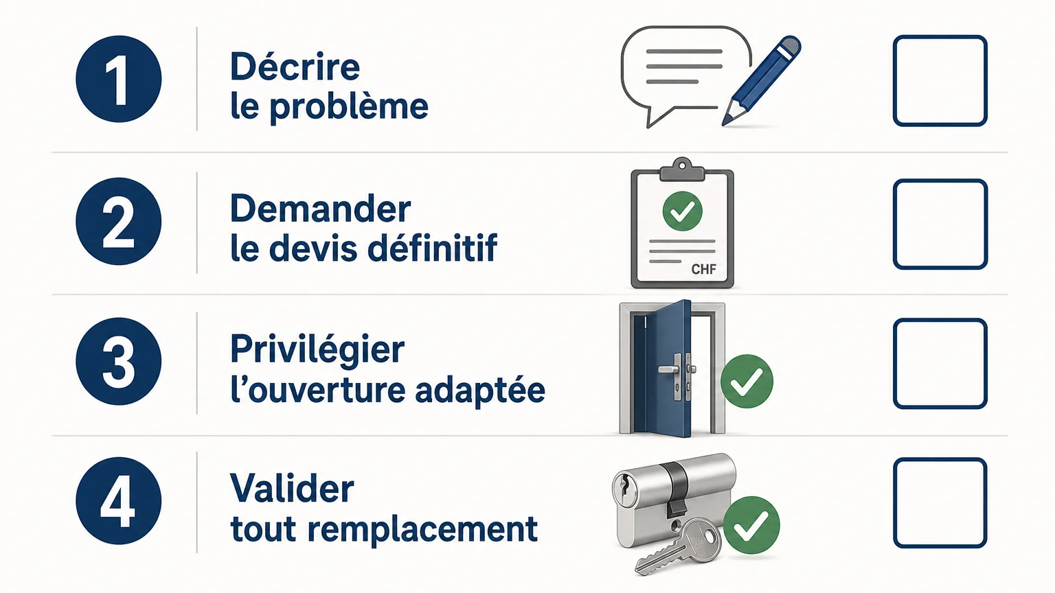 Checklist pour choisir la méthode d’intervention d’un serrurier