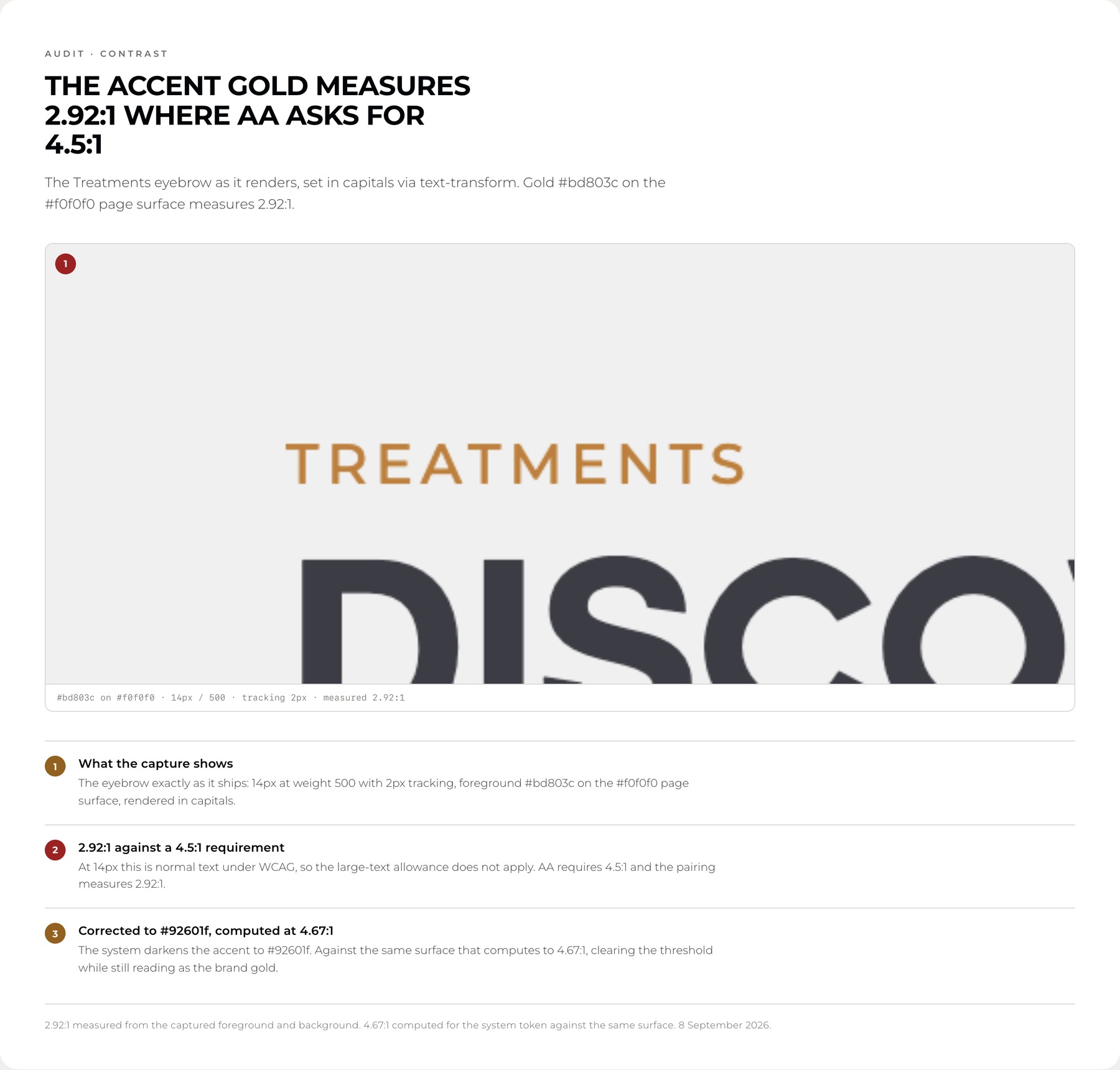 A screenshot of the word Treatments in pale gold capitals on a light grey background, sitting above a large dark heading that is far easier to read.