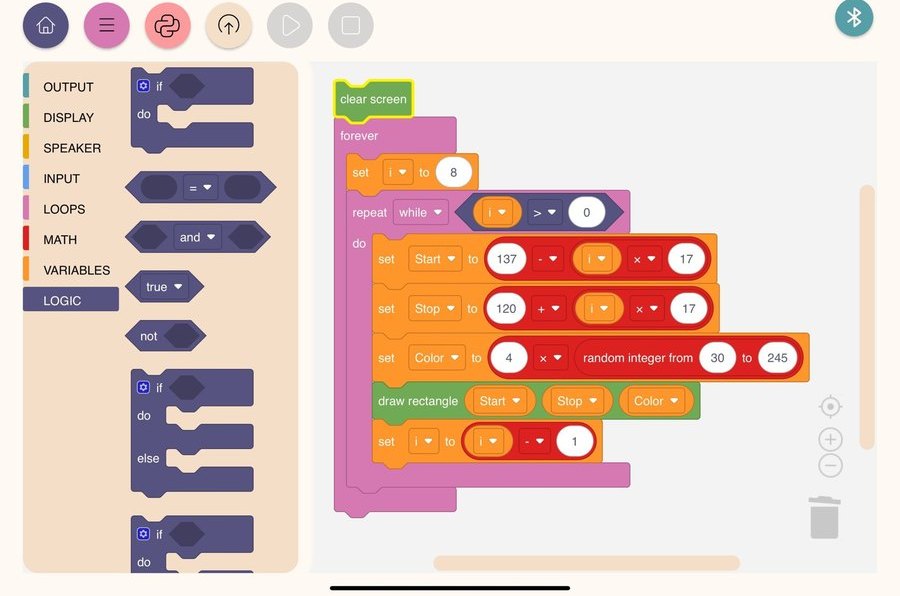 Aplicación ATP Junior, programación por bloques de «arrastrar y soltar»