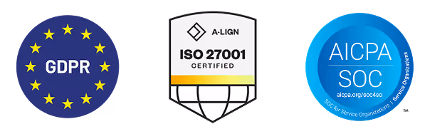 Senseloaf compliance badges &mdash; SOC 2 certified, GDPR compliant, and ISO certified